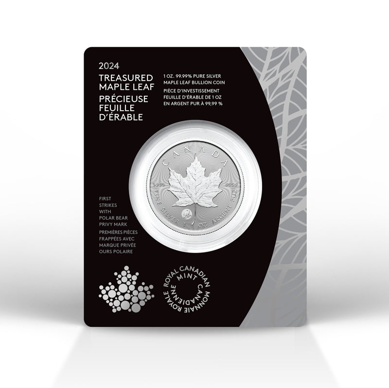 2024 $5 Treasured Silver Maple Leaf First Strikes: Polar Bear Privy Mark - Pure Silver Premium Bullion Coin
