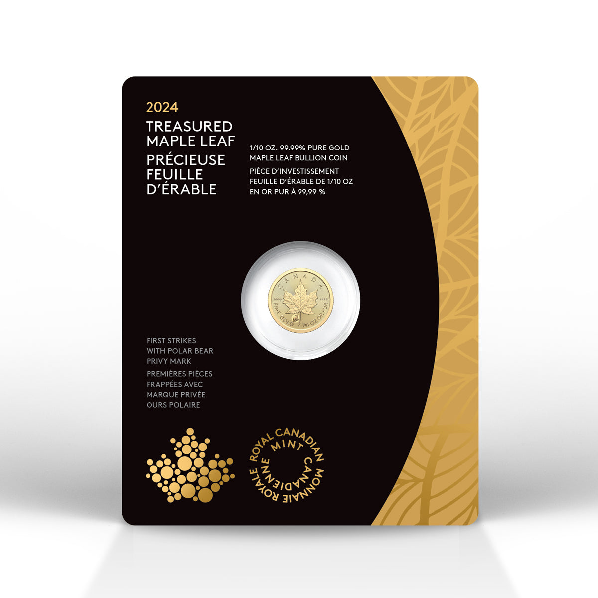 2024 $5 Treasured Gold Maple Leaf First Strikes: Polar Bear Privy Mark - Pure Gold Premium Bullion Coin