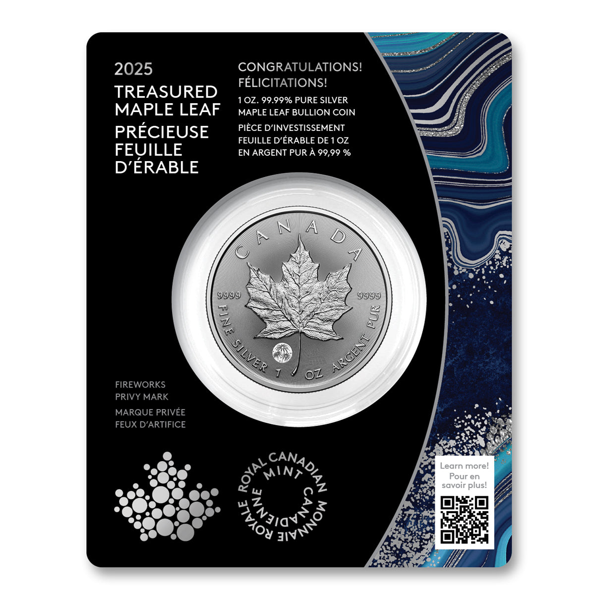 2025 $5 Treasured Silver Maple Leaf: Congratulations Privy Mark - Pure Silver Coin