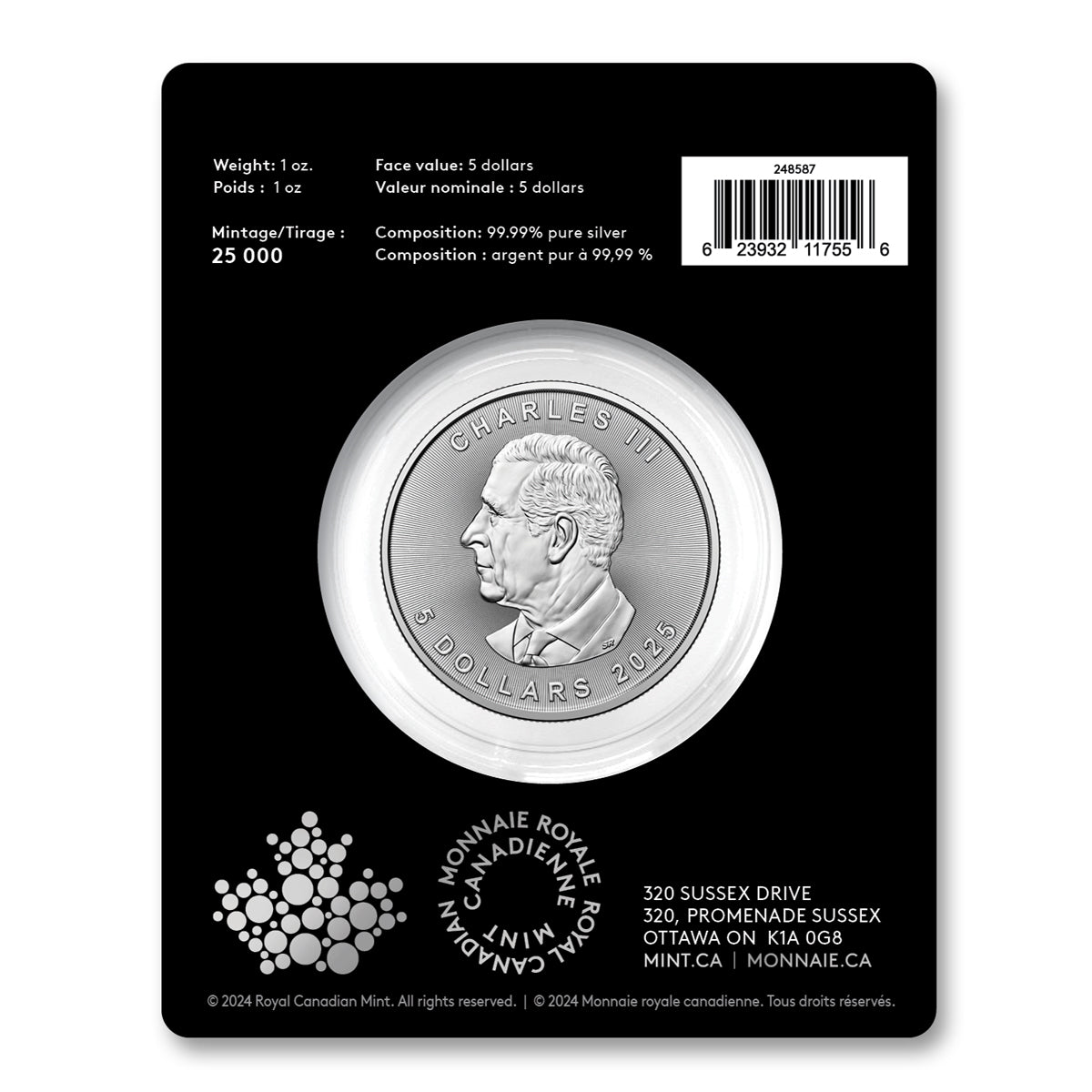 2025 $5 Treasured Silver Maple Leaf: Congratulations Privy Mark - Pure Silver Coin