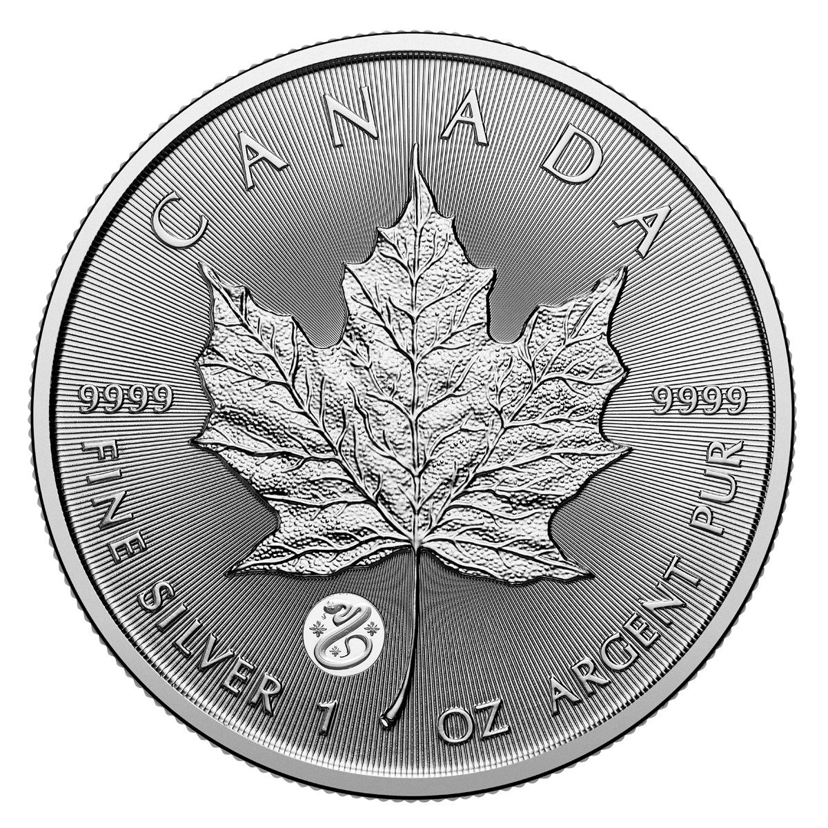 2025 $5 Treasured Silver Maple Leaf: Year of the Snake Privy Mark - Pure Silver Coin