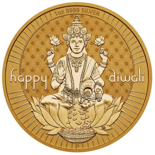 Diwali Pure Silver Gilded Medallion