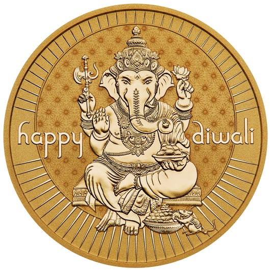 Diwali Pure Silver Gilded Medallion