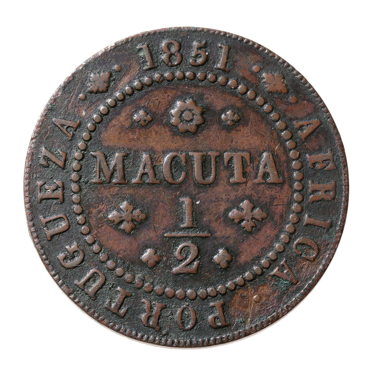 Angola 1851 -  1/2 Macuta VF-30