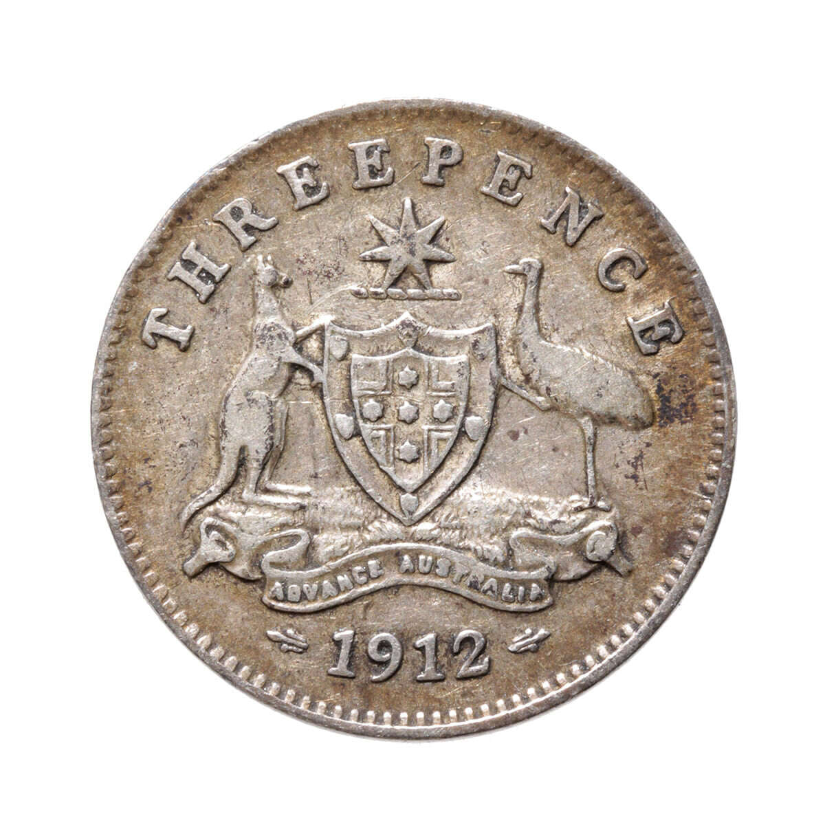 Australia Silver 1912 -  3 Pence George V VF-20