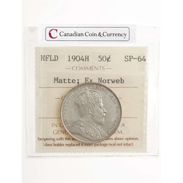 NFLD  50 cent 1904H Matte Ex Norweb ICCS SP-64