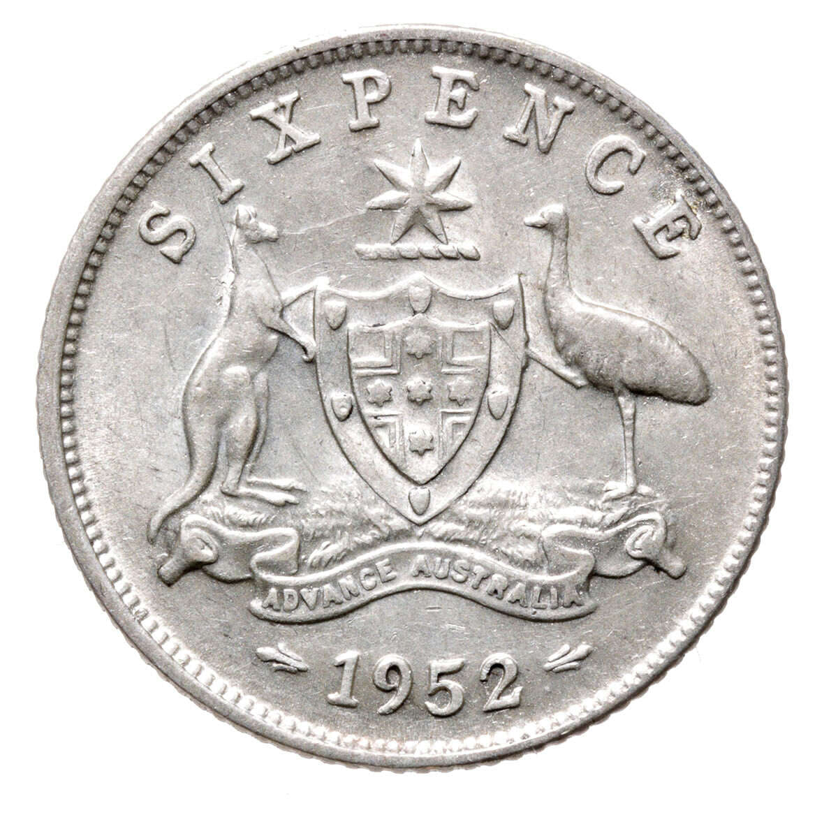 Australia Silver 1952 -  Six Pence George VI EF-45