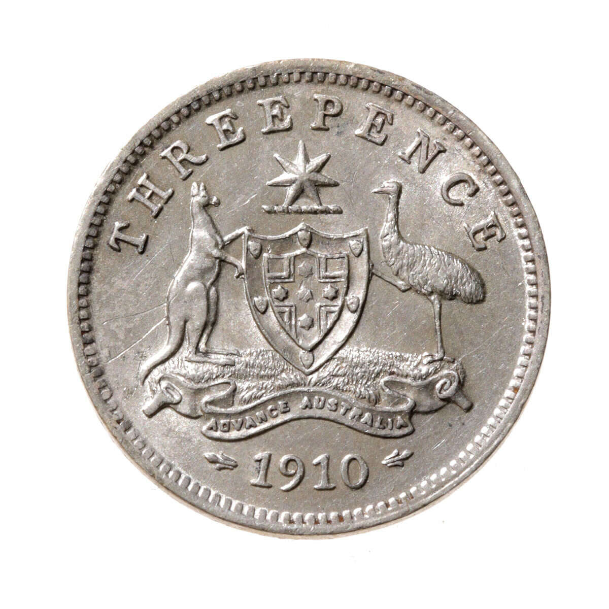 Australia Silver 1910 -  3 Pence Edward VII MS-60