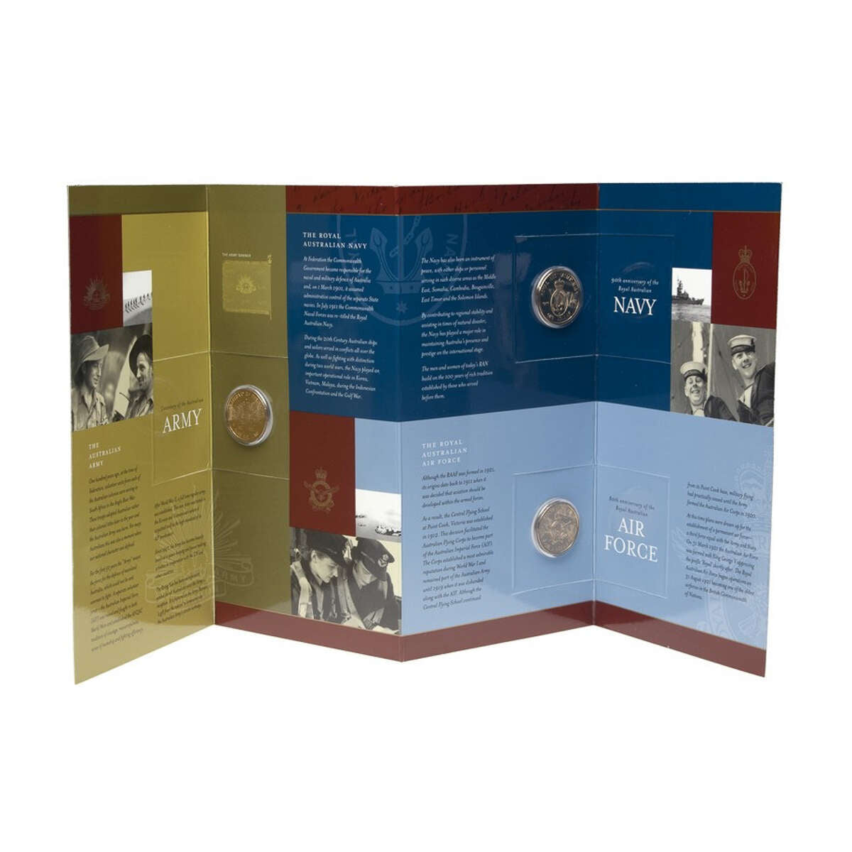 Australia 2001 1 Dollar Unc Set - Three Coin Anniversaries of the Australian Defence Forces