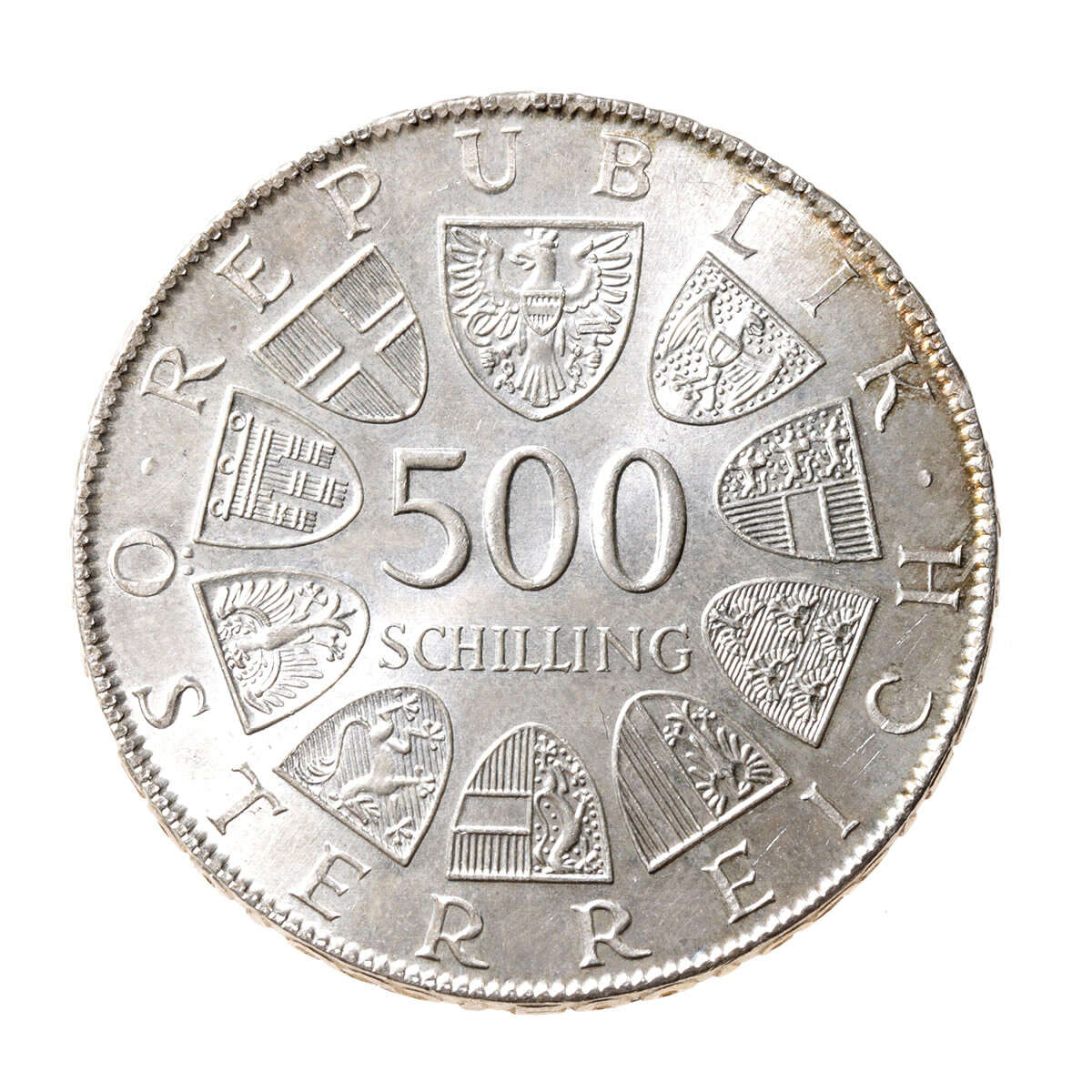 Austria Silver 1980 -  500 Schilling Centennial - Austrian Red Cross MS-60