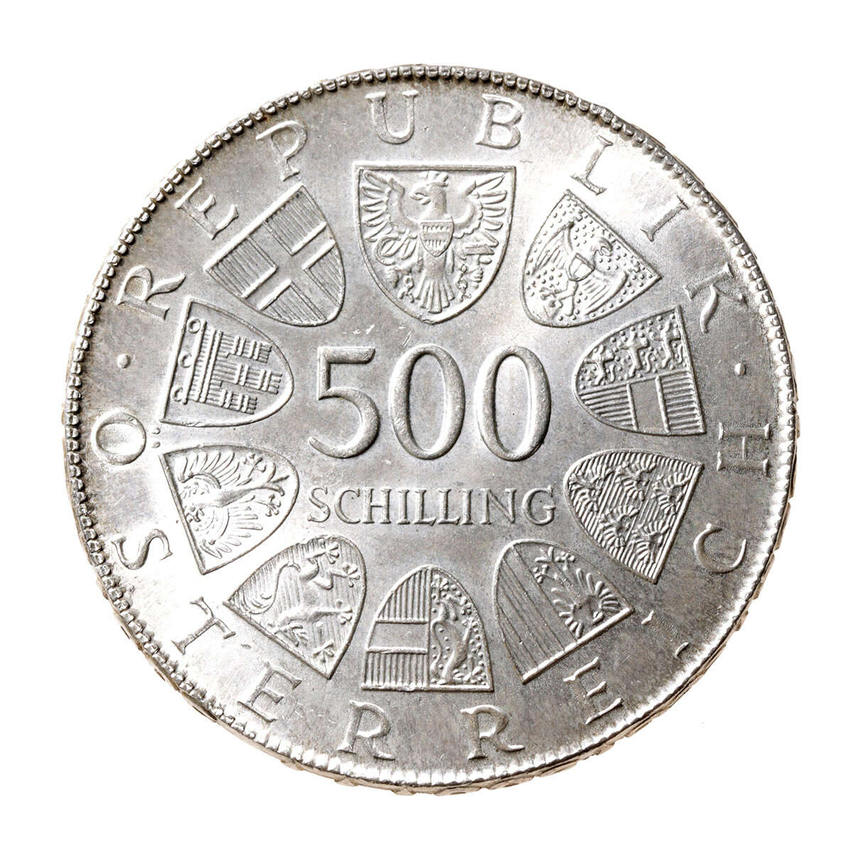 Austria Silver 1981 -  500 Schilling 800th Anniversary - Verdun Altar MS-62