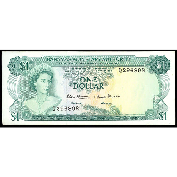 Bahamas 1 Dollar 1968 Elizabeth II Issued note. VF-30