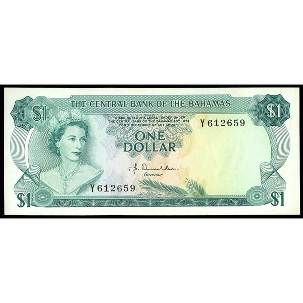 Bahamas 1 Dollar 1974 Elizabeth II Signature T. B. Donaldson. EF-40