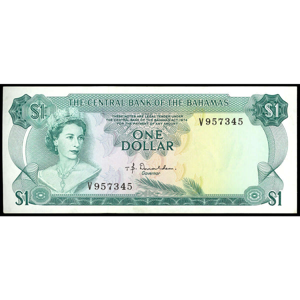 Bahamas 1 Dollar 1974 Elizabeth II Signature T. B. Donaldson. EF-45