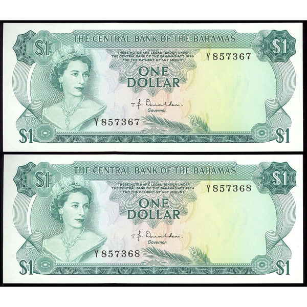 Bahamas 1 Dollar 1974 Signature T. B. Donaldson UNC-60