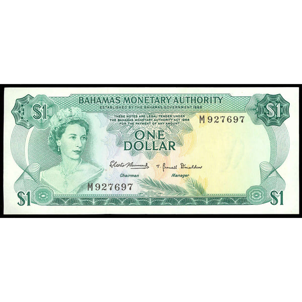 Bahamas 1 Dollar 1968 Elizabeth II Watermark: Shellfish MS-60