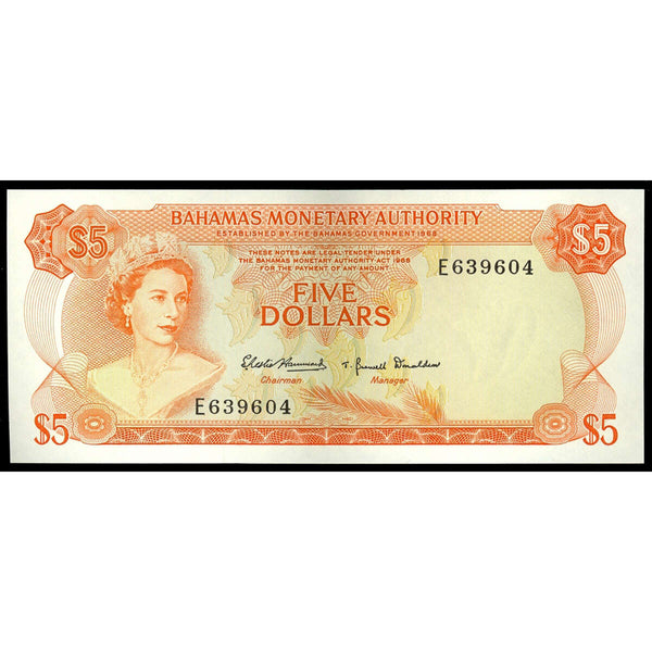 Bahamas 5 Dollars 1968 Elizabeth II Hammond-Donaldson EF-40