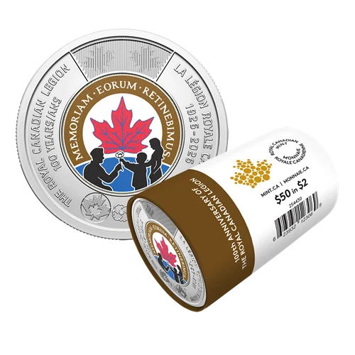 2026 $2 100th Anniversary of The Royal Canadian Legion - Special Wrap Roll (Colourized)