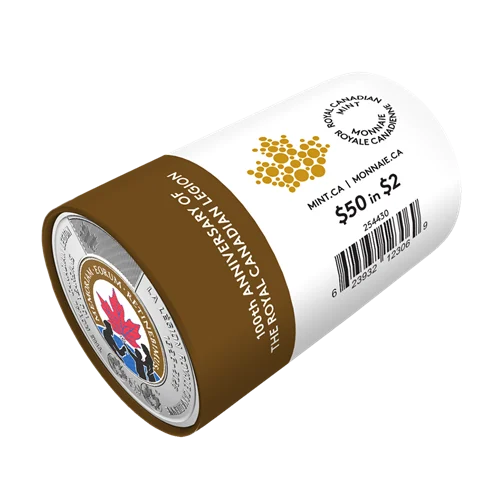 2026 $2 100th Anniversary of The Royal Canadian Legion - Special Wrap Roll (Colourized)
