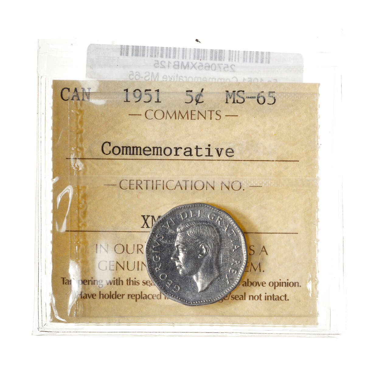 5 cent 1951 Commemorative ICCS MS-65