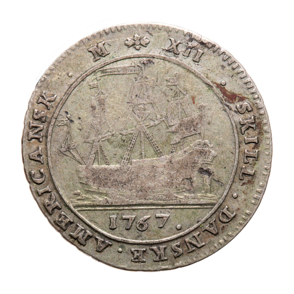 Danish West Indies 12 Skilling 1767 (a) VF-30