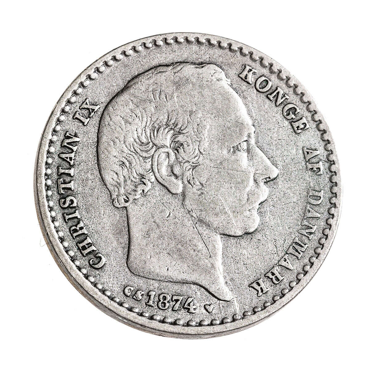 Denmark Silver 1874 -  25 Ore Christian IX F-15