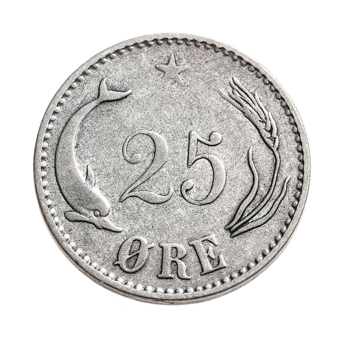 Denmark Silver 1874 -  25 Ore Christian IX F-15