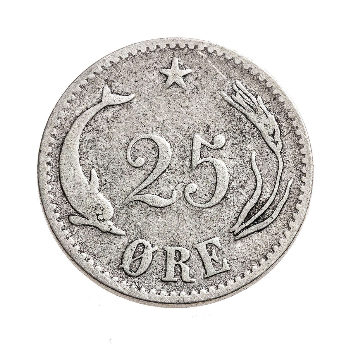 Denmark 1874 -  25 Ore Christian VII KM F-15