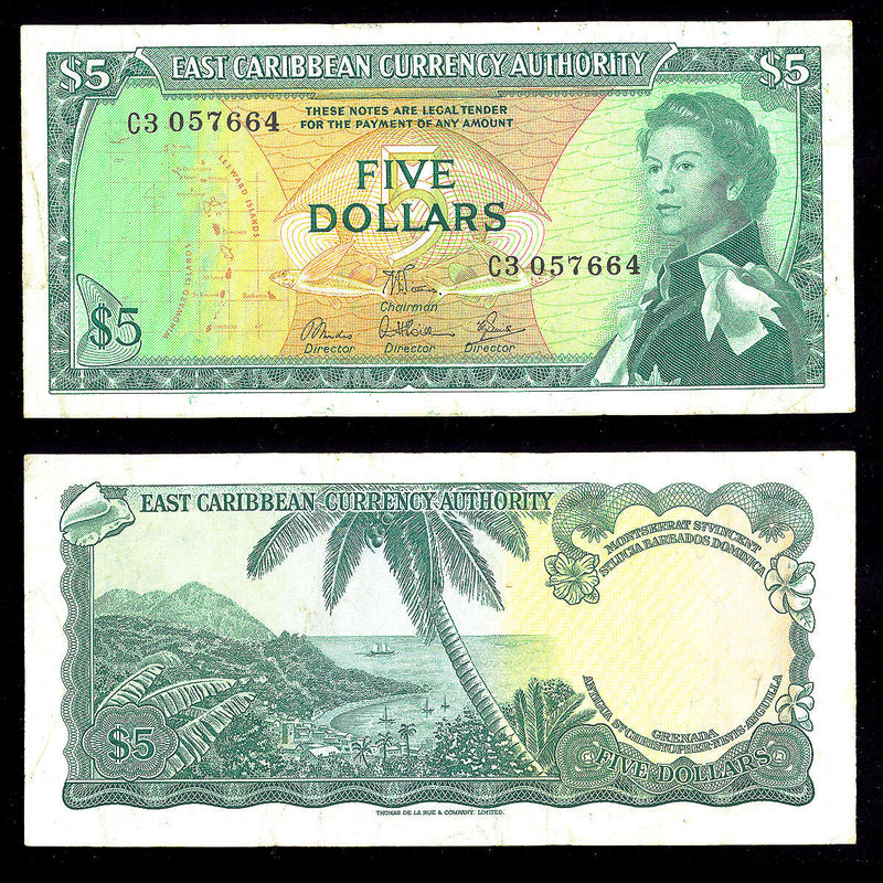 East Caribbean States 5 Dollars 1965 Elizabeth II Signature