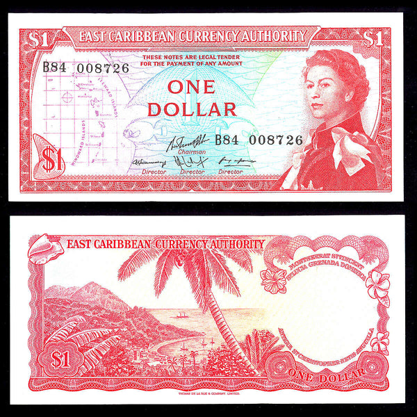 East Caribbean States 1 Dollar 1965 Elizabeth II Signature 10. AU-50