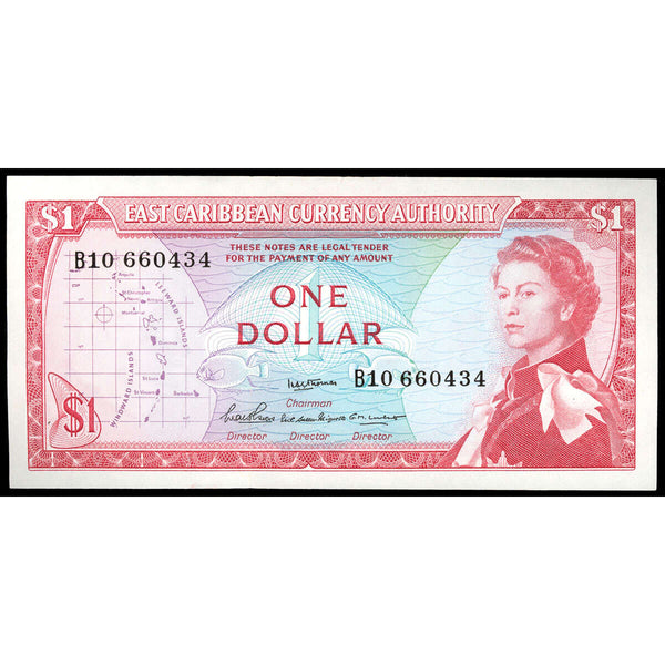 East Caribbean States $1 1965 Elizabeth II AU-50