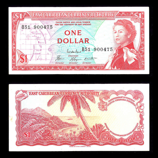 East Caribbean States 1 Dollar 1965 Elizabeth II Signature 8. AU-50