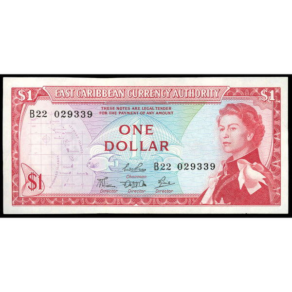 East Caribbean States $1 1965 Elizabeth II AU-55