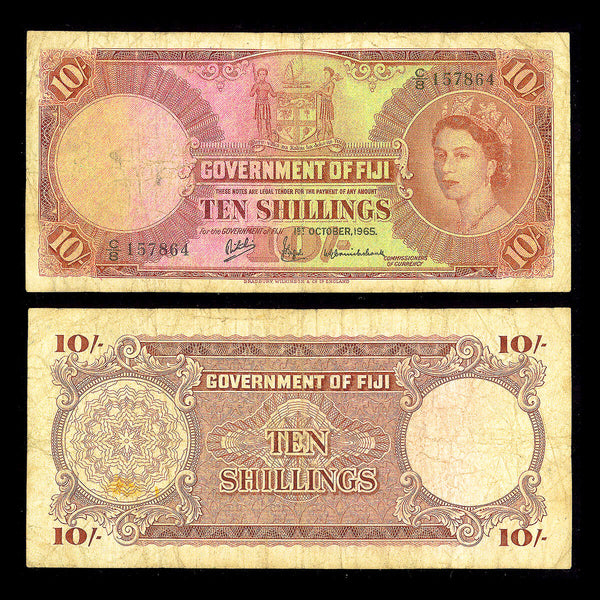 Fiji 10 Shillings 1965 Elizabeth II F-12
