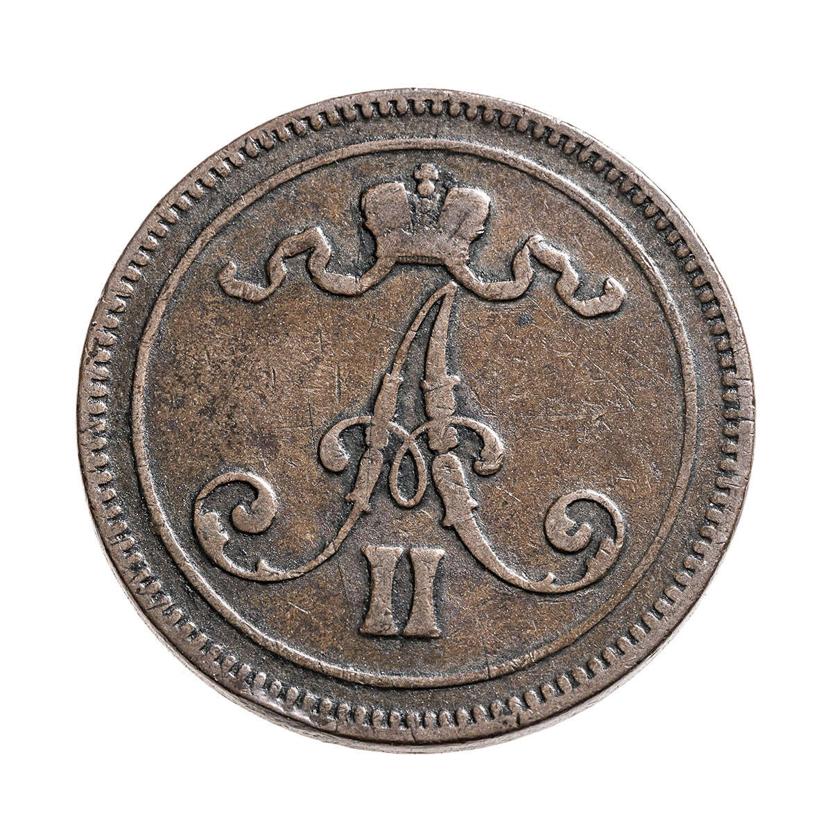 Finland 1865 -  10 Pennia VF-20