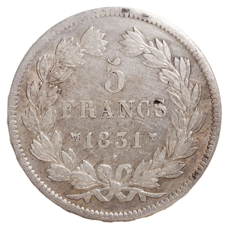 France 5 Francs 1831 Raised edge EF-40