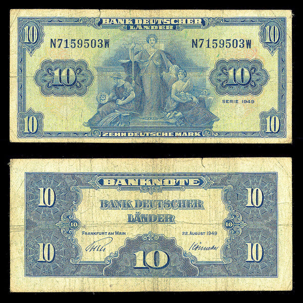 Germany 10 Mark 1949 Issued note F-12