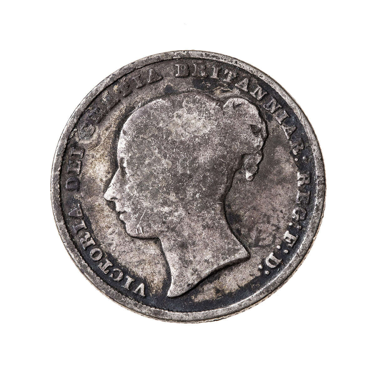 Great Britain Silver 1839 -  Shilling Victoria VG-10