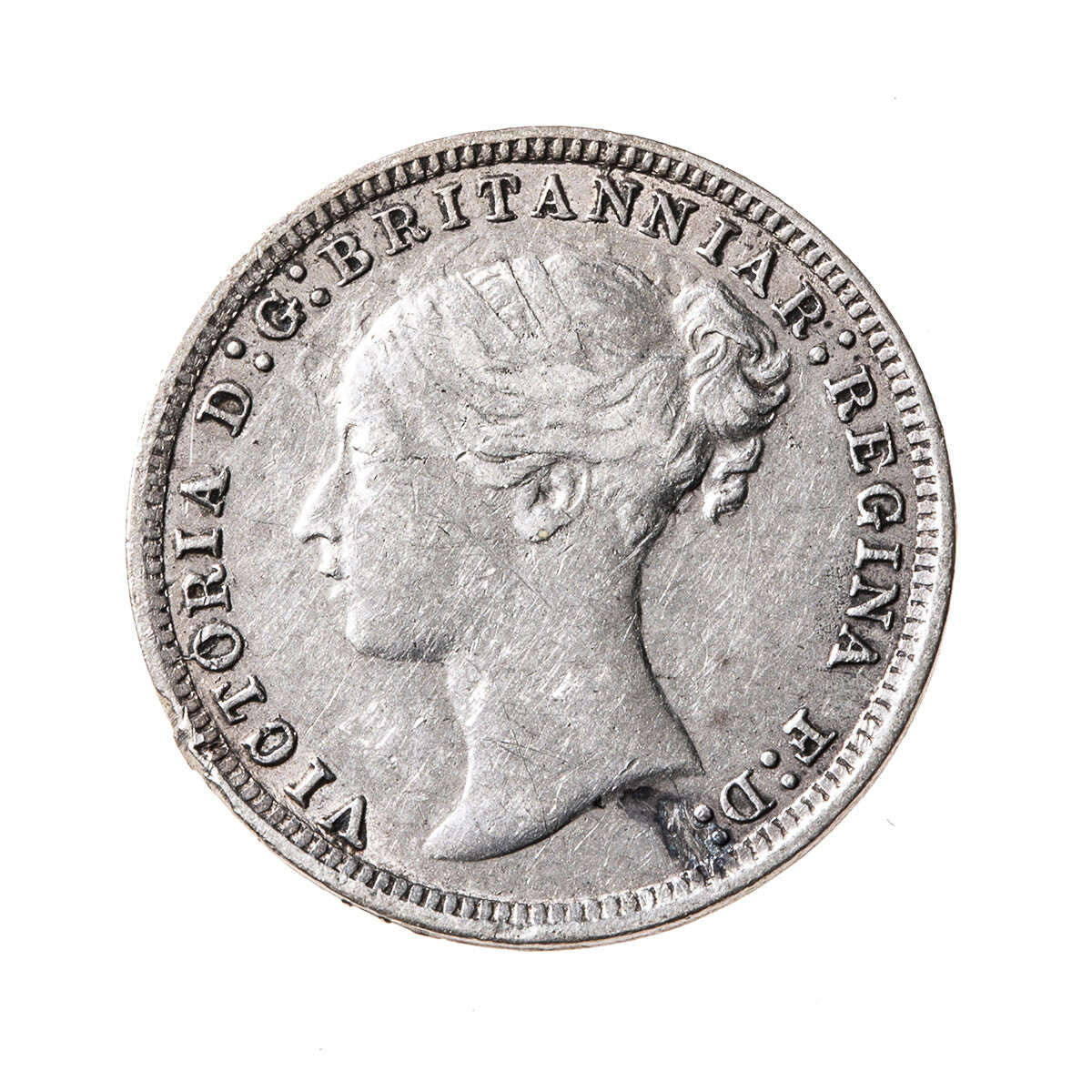 Great Britain Silver 1874 -  Three Pence Victoria VF-30