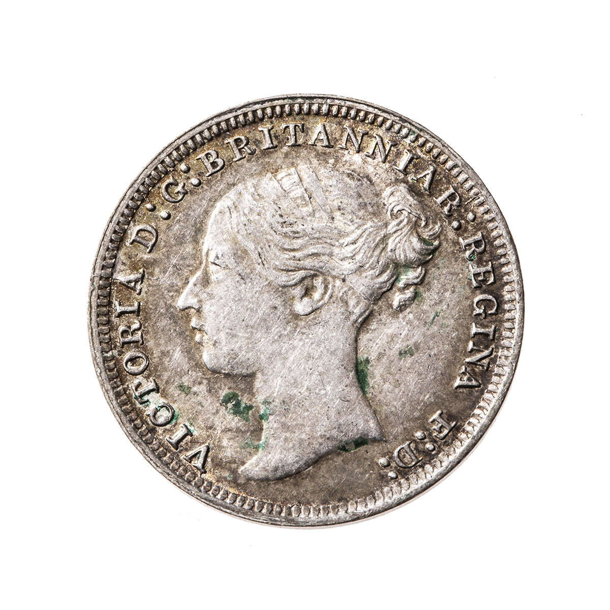 Great Britain Silver 1875 -  Three Pence Victoria VF-30