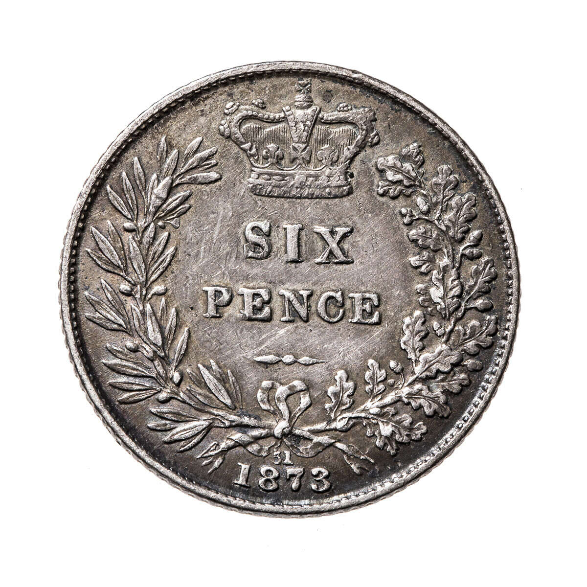 Great Britain Silver 1873 -  Six Pence Victoria VF-30