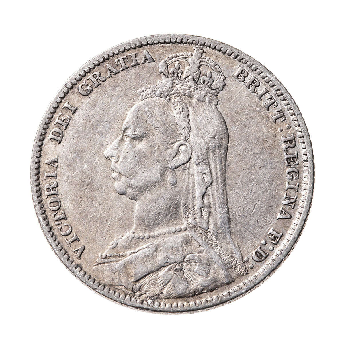 Great Britain Silver 1890 -  Shilling Victoria VF-30