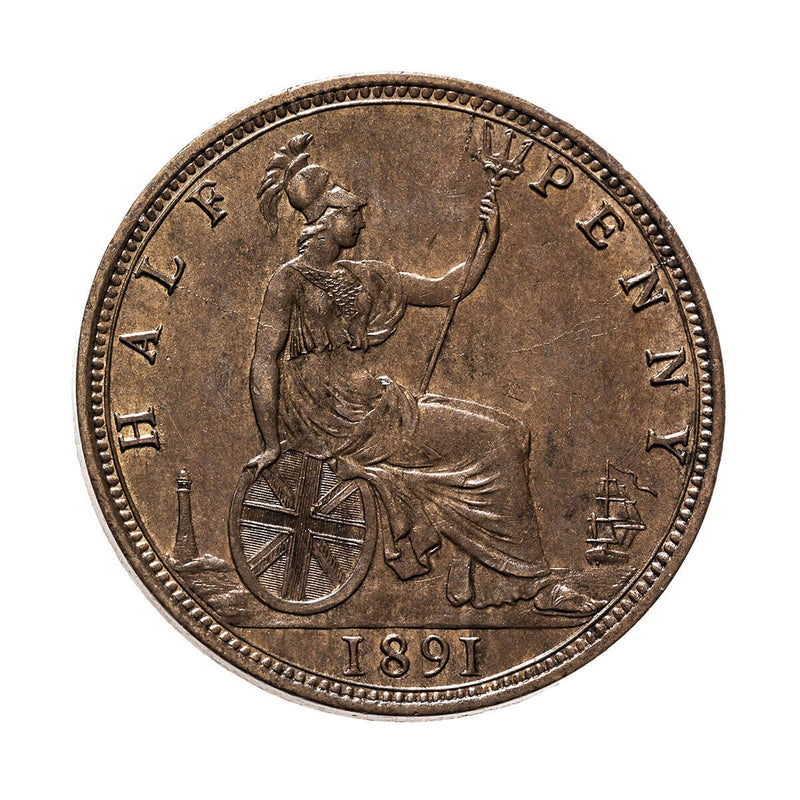 Great Britain Bronze 1891 -  Half Penny Victoria EF-40