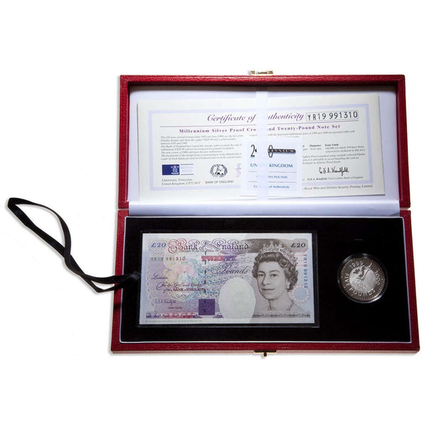 Great Britain 2000 5 Pounds Proof Set - Coin and 20 Pound Banknote Set