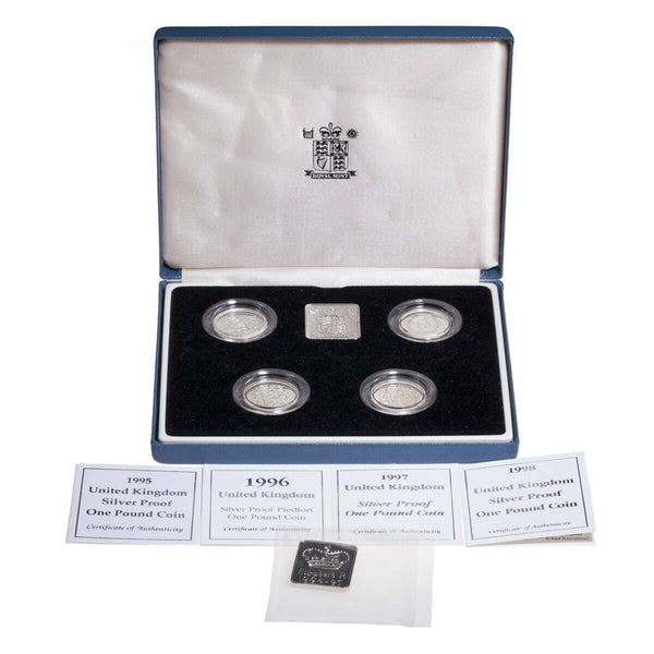 Great Britain 1996 1 Pound Silver Proof Set - 4 Coin Proof Collection