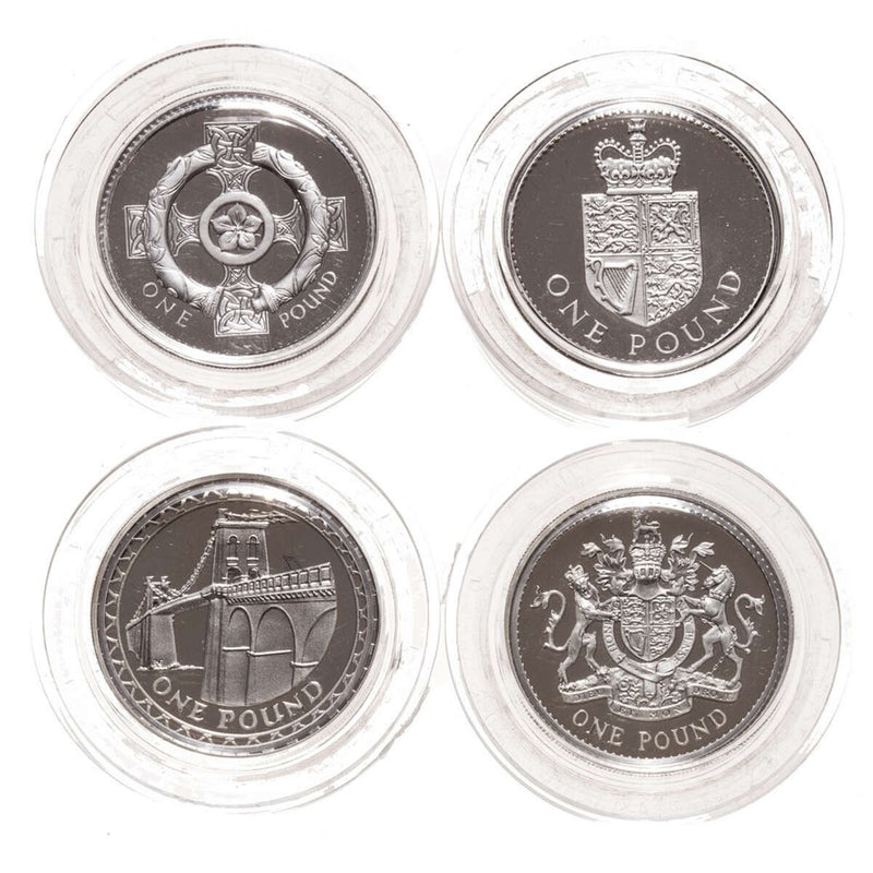 Great Britain 1988 1 Pound Silver Proof Set - Four Coin Set