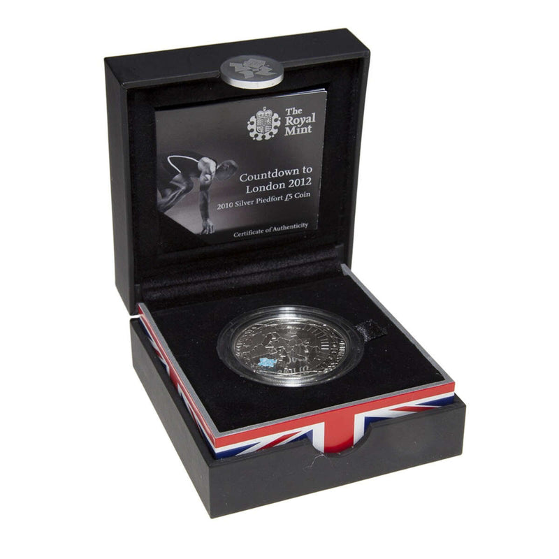 Great Britain 2010 5 Pounds Silver Piedfort Coin - The Sport of Athletics, 2nd year of countdown