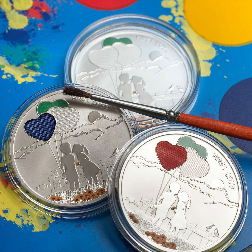 Pant Coin 2014 $5 Paint Your Coin: First Love (Cook Islands) - Sterling Silver C