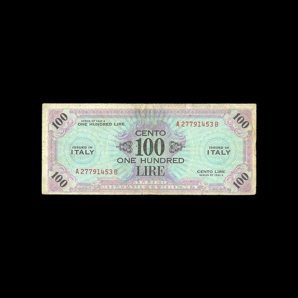 Italy 100 Lire 1943 Allied Currency VF-20