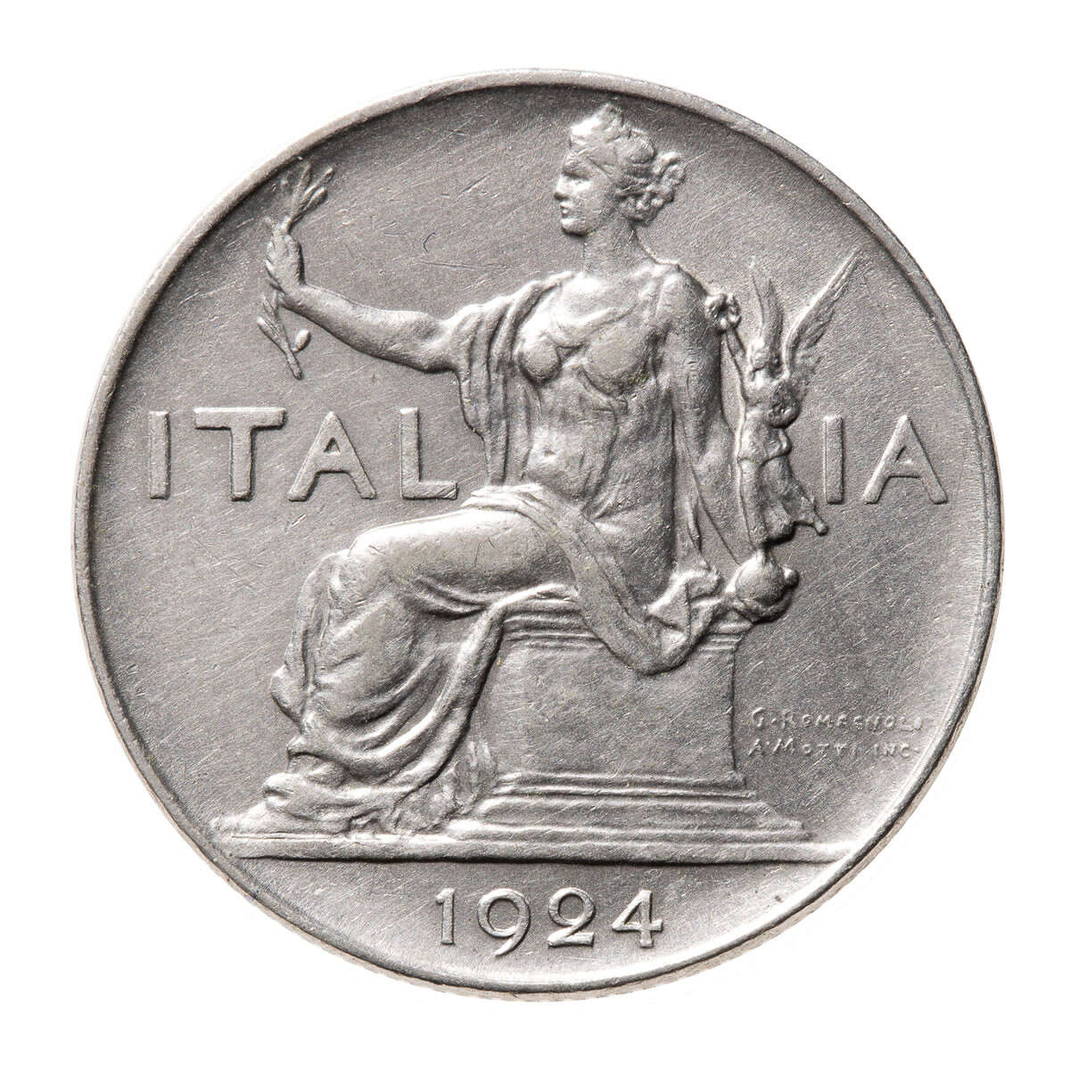 Italy 1924 -  Lira Vittorio Emanuele III Closed 2 R